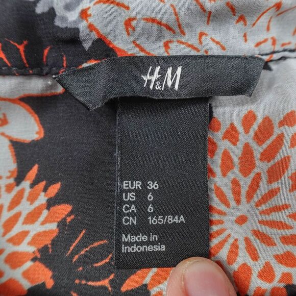 H&M Women Top 6 Black Floral Sheer Flowy Romantic Indie Artsy Romantic Y2K Retro - Picture 6 of 9